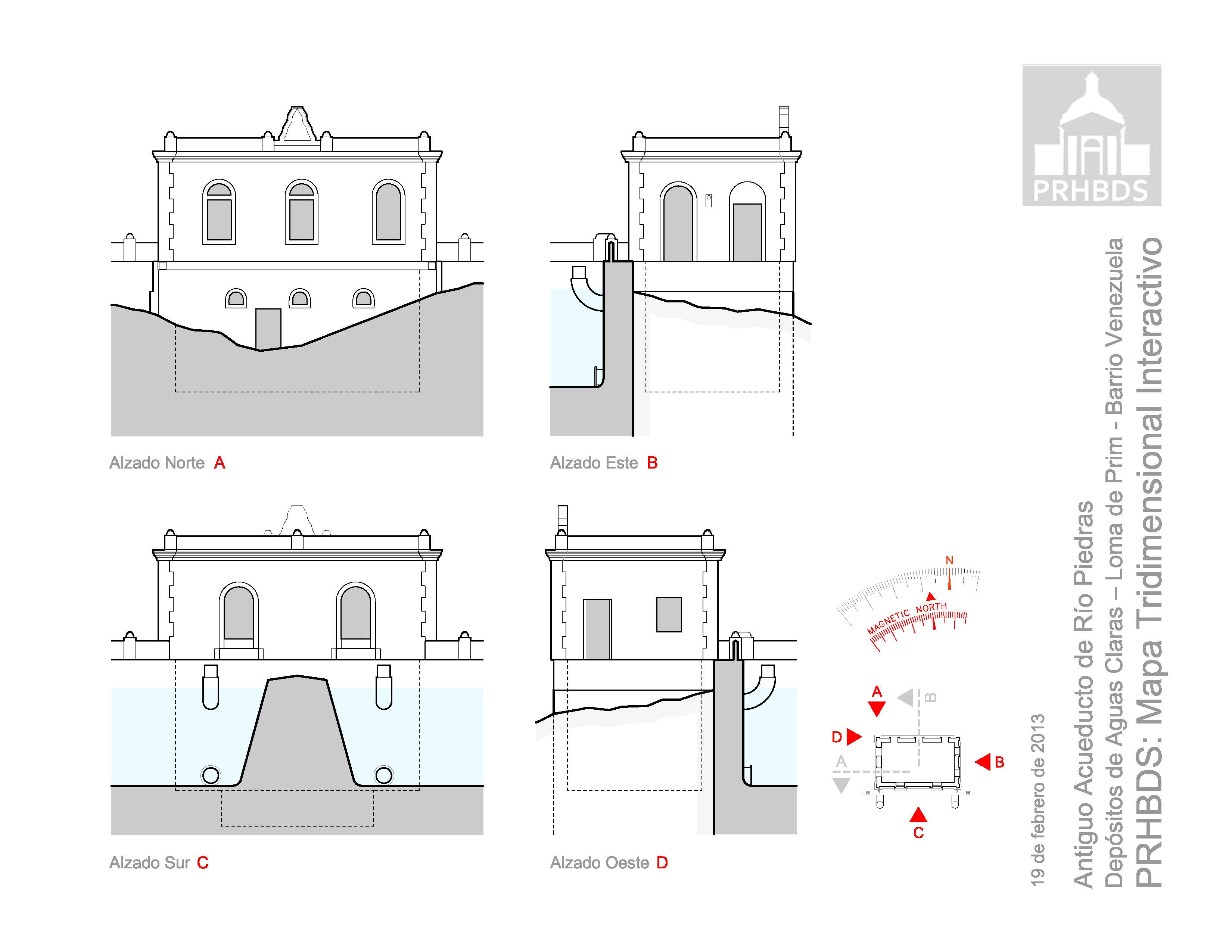 Antiguo Acueductos de Río Piedras - Depósitos de Aguas Claras 1 - Alzados - Loma de Prim - Barrio Venezuela